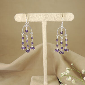 925 Sterling Silver Amethyst Teardrop Chandelier Earrings