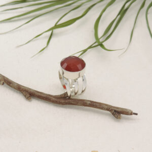 925 Silver Carnelian Split-Shank Ring