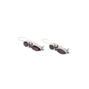 925 Sterling Silver Garnet Marquise Asymmetric Earrings