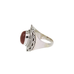 925 Silver Carnelian Ornate Filigree Ring
