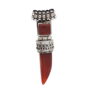 925 Sterling Silver Carnelian Tusk Pendant