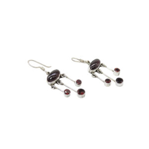925 Sterling Silver Garnet Multi-Stone Chandelier Earrings