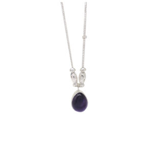 925 Sterling Silver Amethyst Teardrop Pendant Necklace