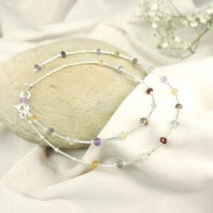 925 Sterling Silver Multi-Gemstone Necklace