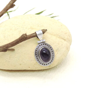 925 Sterling Silver Amethyst Triple Granulation Pendant