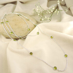 925 Sterling Silver Peridot Station Necklace