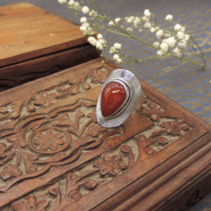 925 Silver Carnelian Concentric Oval Ring