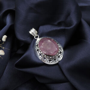 925 Sterling Silver Ruby Zoisite Scrollwork Pendant