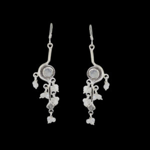 925 Sterling Silver Rainbow Moonstone Vine Branch Earrings