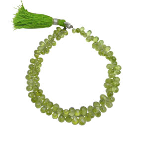 Peridot Faceted Briolette Bead Strand Necklace