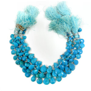 Turquoise Faceted Pear Briolette Cluster Necklace