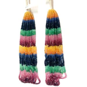 Multi-Gemstone Faceted Rondelle Bead Strand Necklace