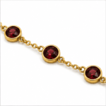 brass gold plated triple bezel chain bracelet with garnet CZ wholesale Jaipur