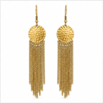 brass hammered disc tassel drop earrings wholesale Jaipur