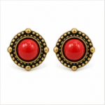 brass antique oxidized coral cabochon stud earrings wholesale Jaipur