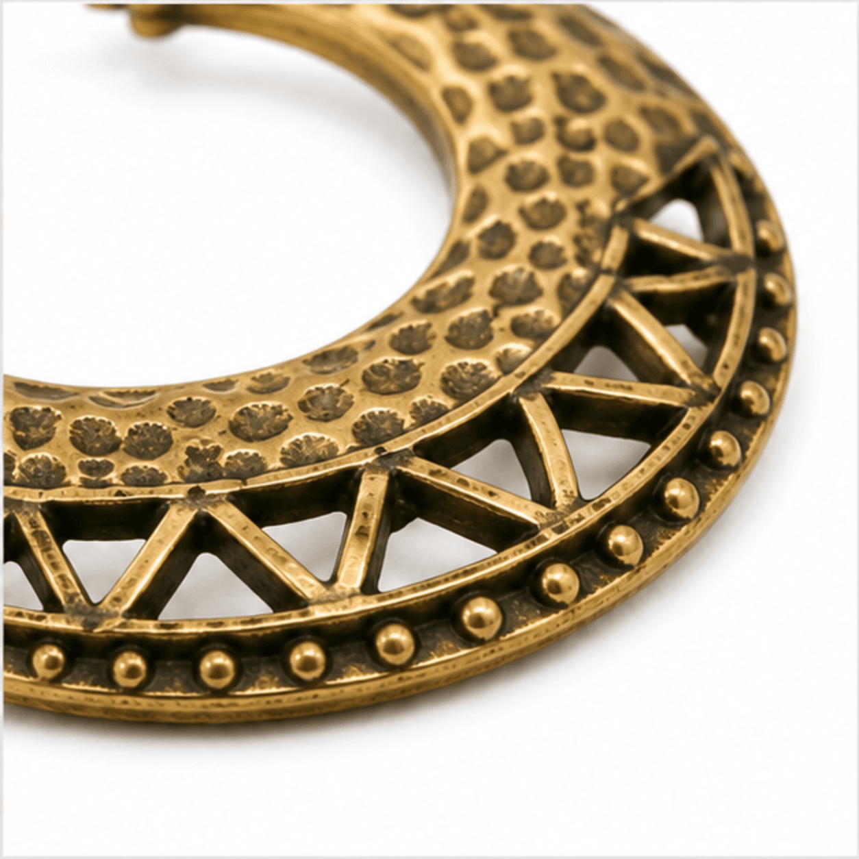 brass antique oxidized hammered crescent hoop earrings wholesale Jaipur