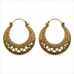 brass antique oxidized hammered crescent hoop earrings wholesale Jaipur