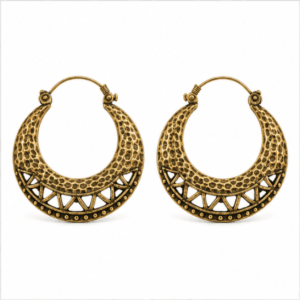 brass antique oxidized hammered crescent hoop earrings wholesale Jaipur