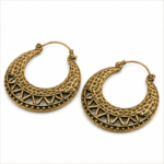 brass antique oxidized hammered crescent hoop earrings wholesale Jaipur