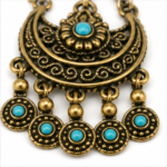 brass antique oxidized turquoise chandelier drop earrings wholesale Jaipur