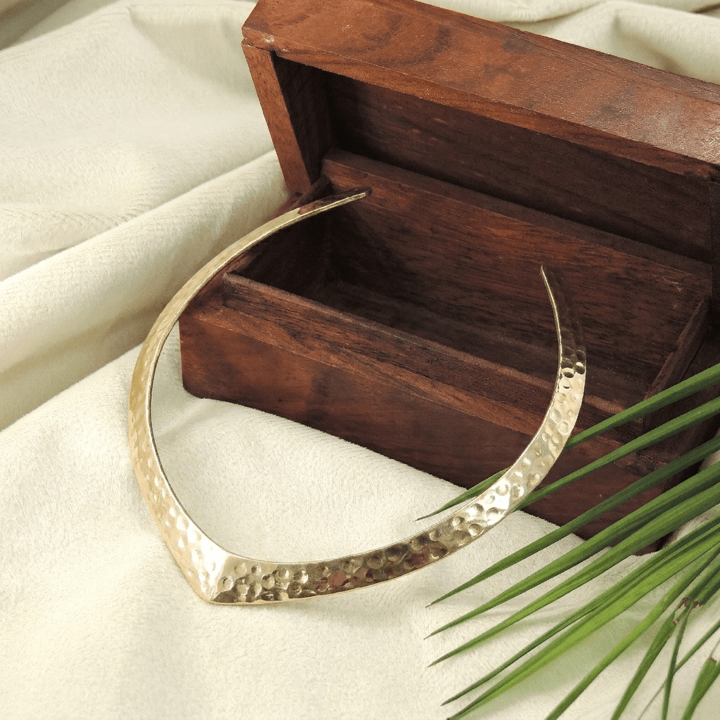brass hammered collar choker necklace wholesale Jaipur