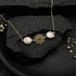 brass mandala bar necklace with freshwater pearl wholesale Jaipur