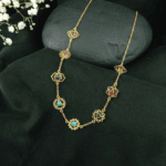 brass gold plated seven chakra station necklace with gemstones wholesale Jaipur