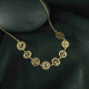 brass gold plated seven chakra symbol charm necklace wholesale Jaipur