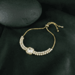 brass double row CZ collar necklace with cushion centrepiece wholesale Jaipur