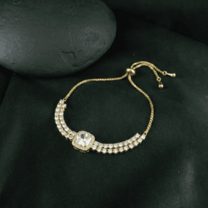 brass double row CZ collar necklace with cushion centrepiece wholesale Jaipur
