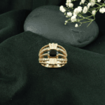 brass multi-band black onyx CZ cocktail ring wholesale Jaipur