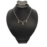 Peridot triple drop necklace 925 sterling silver bezel set handcrafted Jaipur India