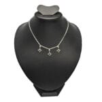 Garnet triple drop necklace 925 sterling silver square cut rope bezel handcrafted Jaipur India