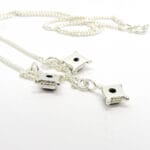Garnet triple drop necklace 925 sterling silver square cut rope bezel handcrafted Jaipur India