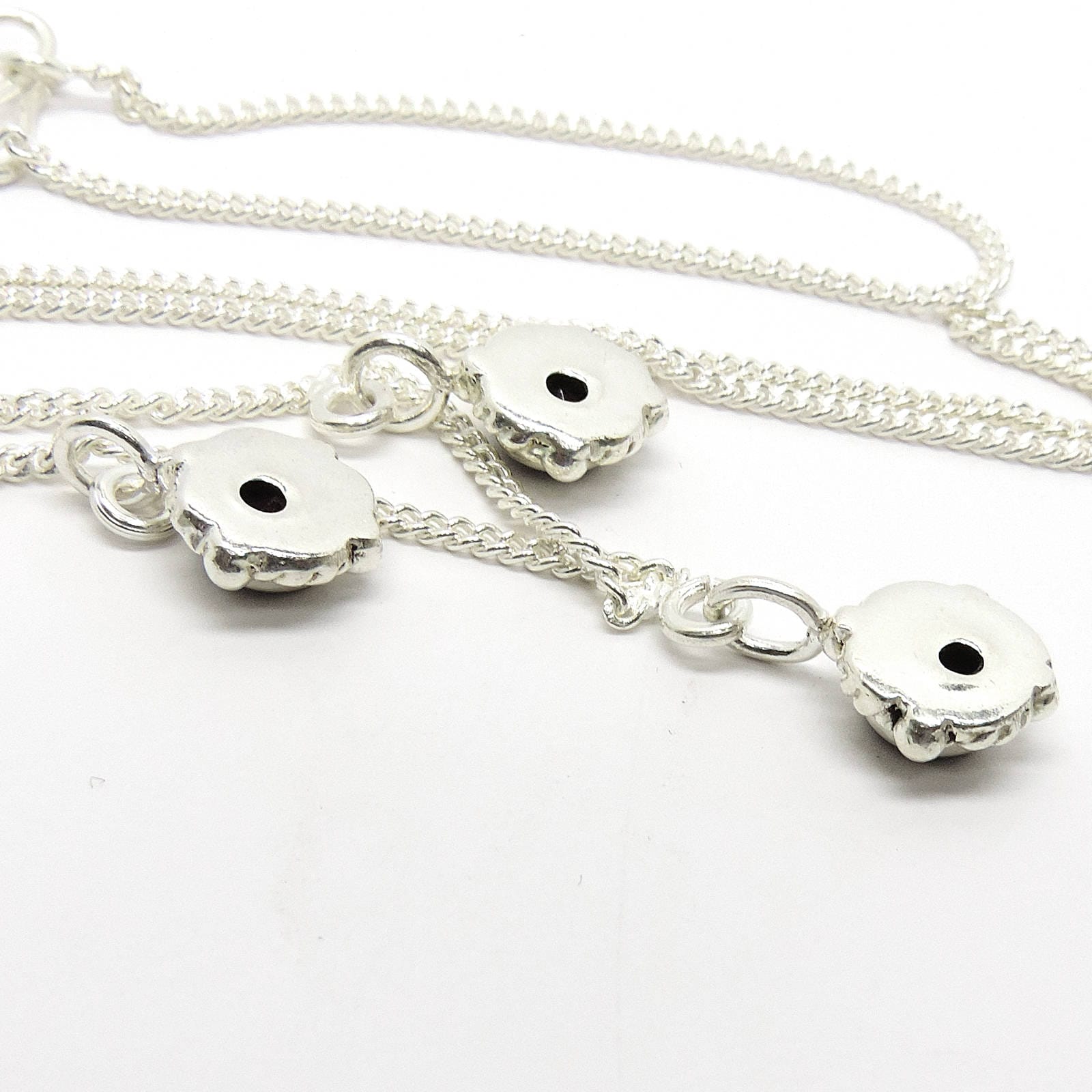 Garnet charm necklace 925 sterling silver handcrafted Jaipur India