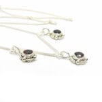 Garnet charm necklace 925 sterling silver handcrafted Jaipur India