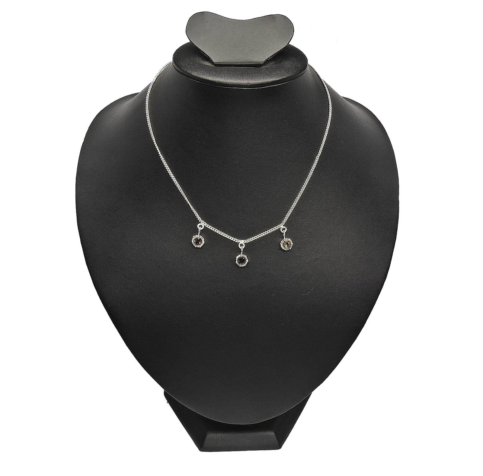 Smoky topaz charm necklace 925 sterling silver handcrafted Jaipur India