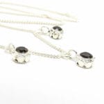Smoky topaz charm necklace 925 sterling silver handcrafted Jaipur India